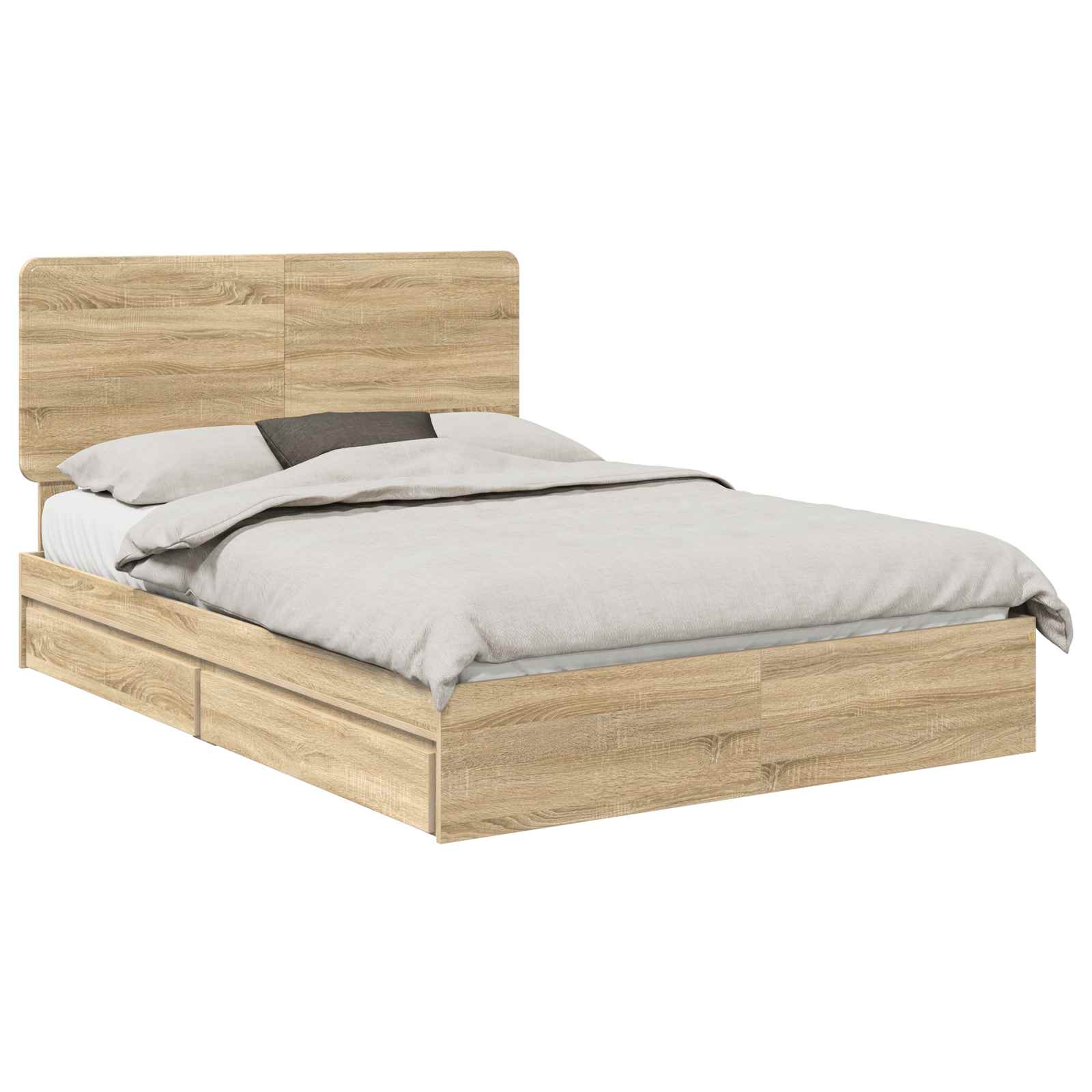 Letto con Contenitore con testiera Rovere Sonoma 160 x 200 cm | homemem39