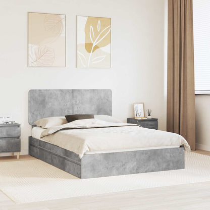 Letto con Contenitore con testiera Grigio cemento 150 x 200 cm | homemem39