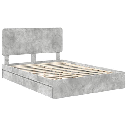 Letto con Contenitore con testiera Grigio cemento 150 x 200 cm | homemem39
