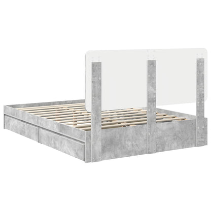 Letto con Contenitore con testiera Grigio cemento 150 x 200 cm | homemem39