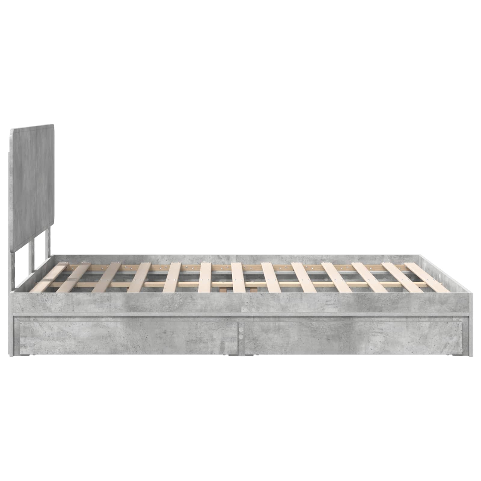 Letto con Contenitore con testiera Grigio cemento 150 x 200 cm | homemem39