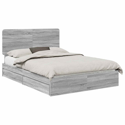 Letto con Contenitore con testiera Grigio Sonoma 150 x 200 cm | homemem39