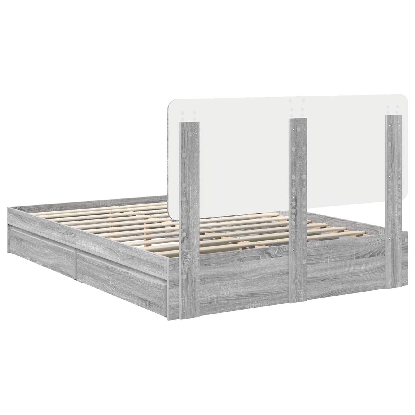 Letto con Contenitore con testiera Grigio Sonoma 150 x 200 cm | homemem39
