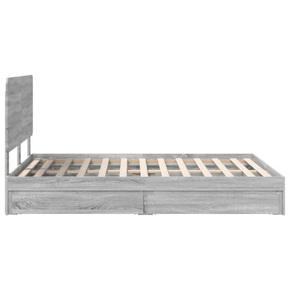 Letto con Contenitore con testiera Grigio Sonoma 150 x 200 cm | homemem39