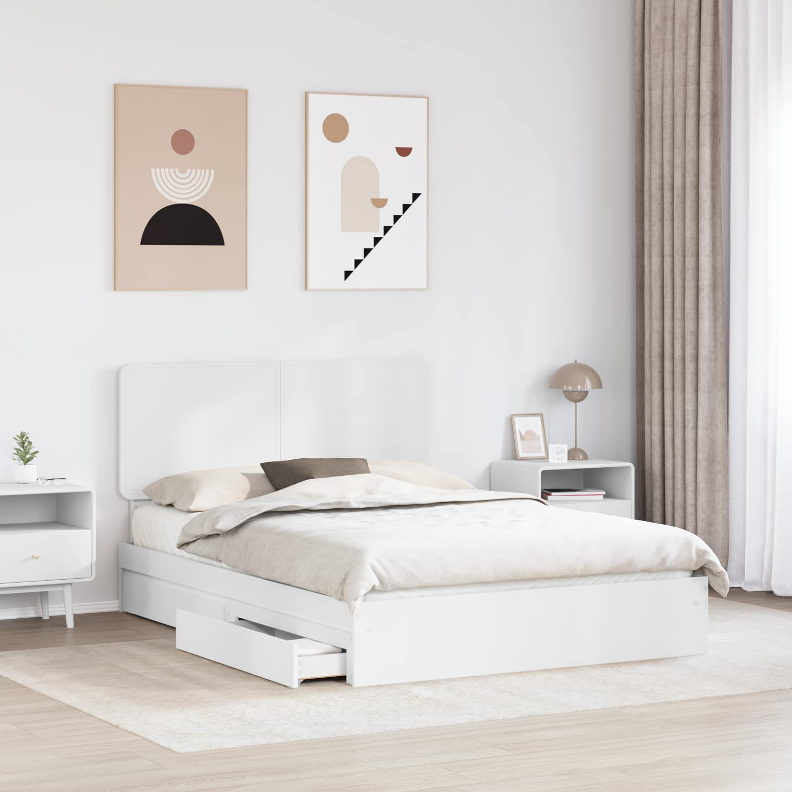 Letto con Contenitore Bianco 140 x 200 cm Legno multistrato | homemem39