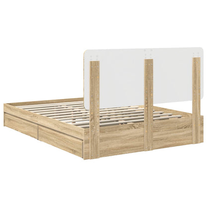 Letto con Contenitore con testiera Rovere Sonoma 140 x 200 cm | homemem39