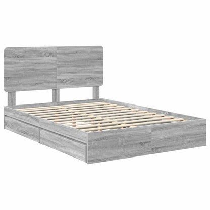 Letto con Contenitore con testiera Grigio Sonoma 140 x 200 cm | homemem39