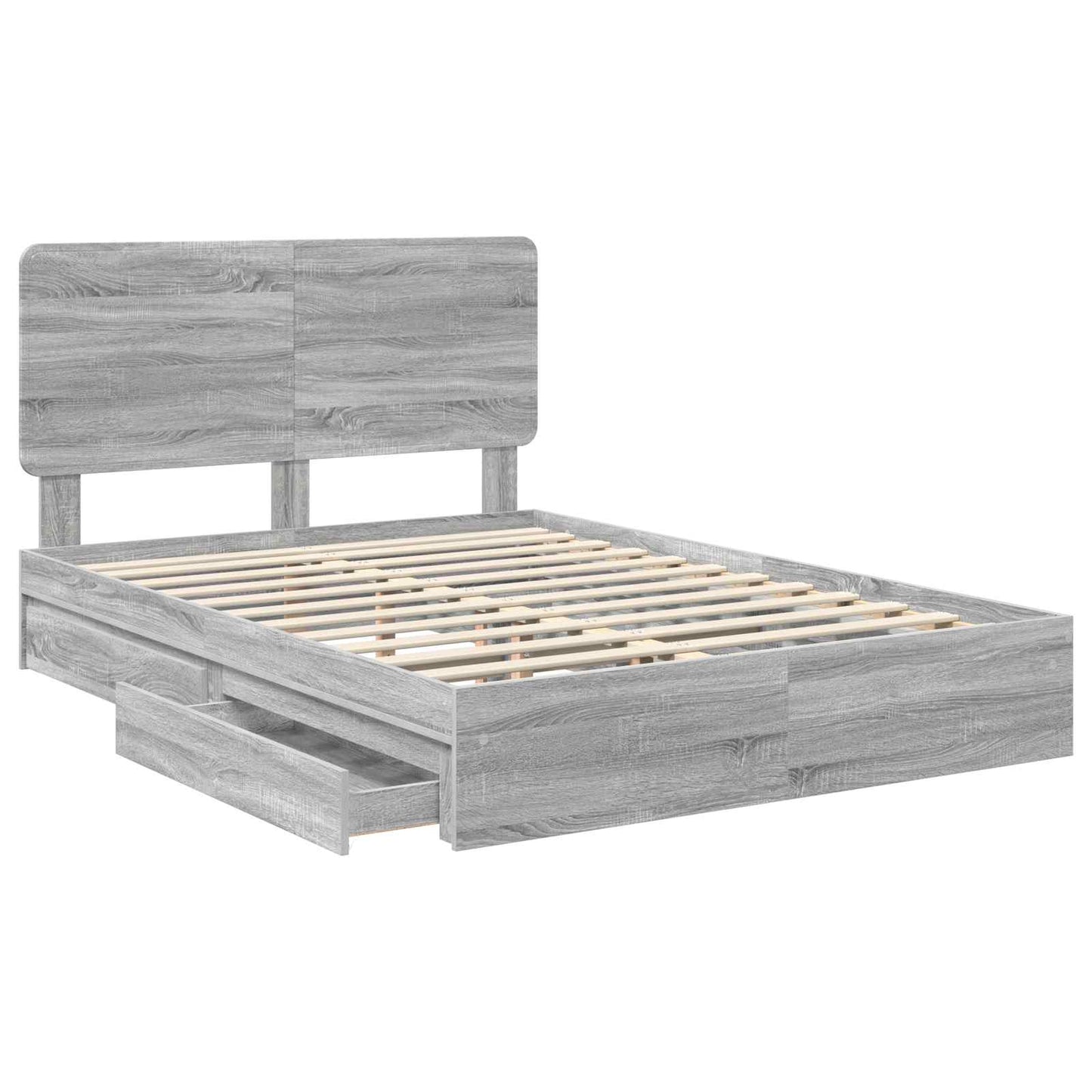 Letto con Contenitore con testiera Grigio Sonoma 140 x 200 cm | homemem39