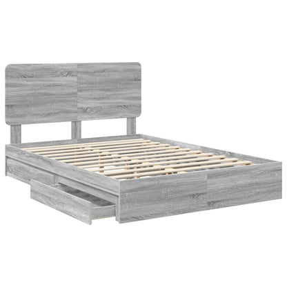 Letto con Contenitore con testiera Grigio Sonoma 140 x 200 cm | homemem39