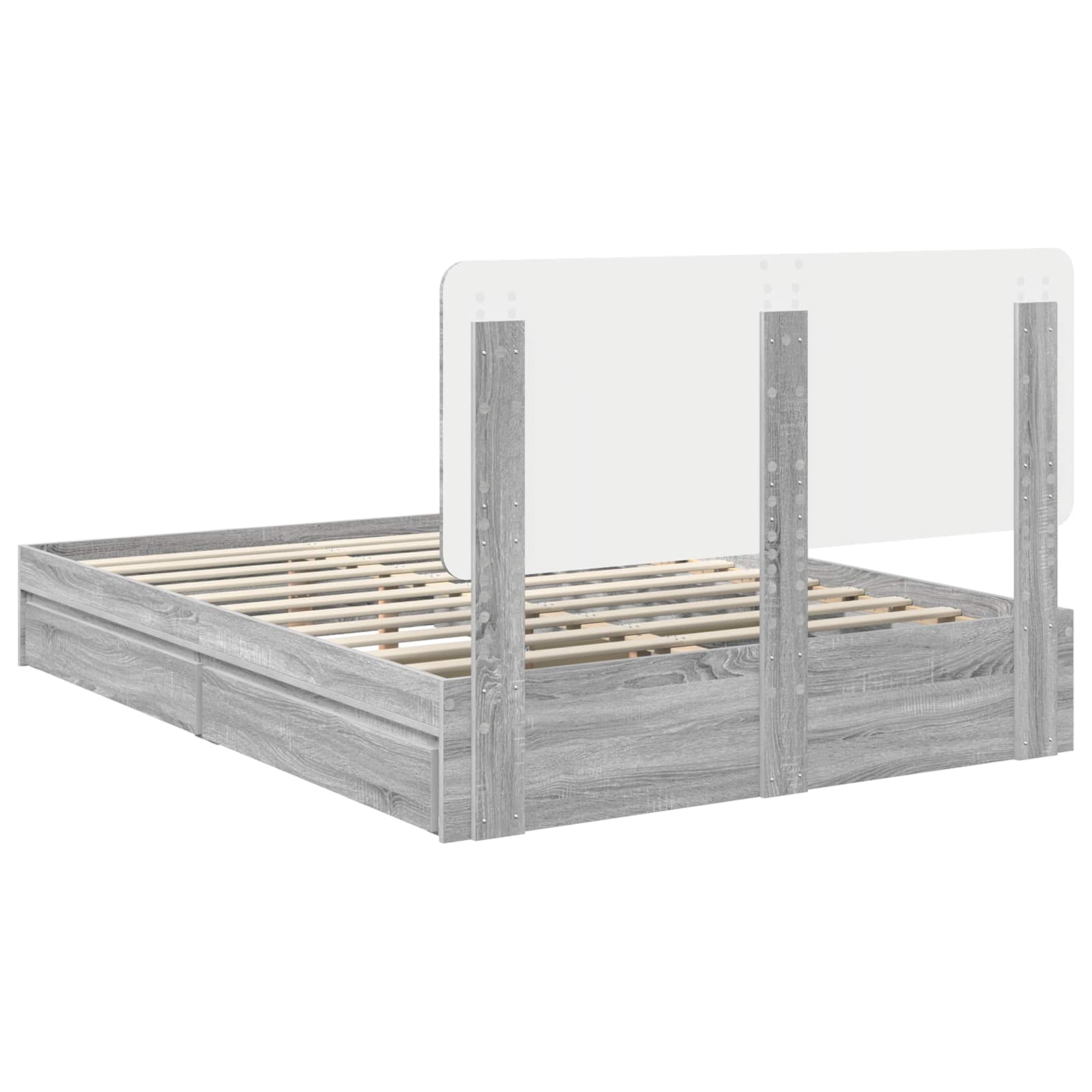 Letto con Contenitore con testiera Grigio Sonoma 140 x 200 cm | homemem39