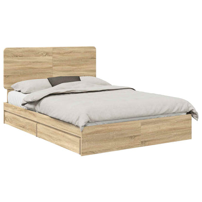 Letto con Contenitore con testiera Rovere Sonoma 140 x 190 cm | homemem39
