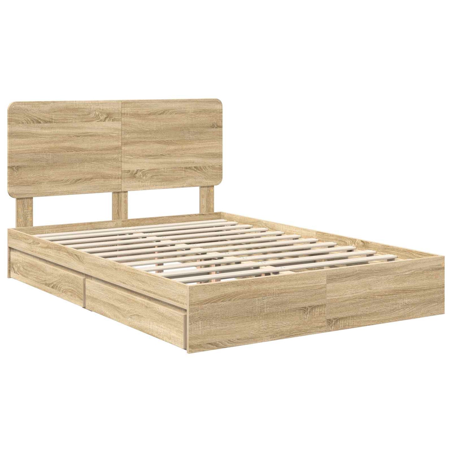 Letto con Contenitore con testiera Rovere Sonoma 140 x 190 cm