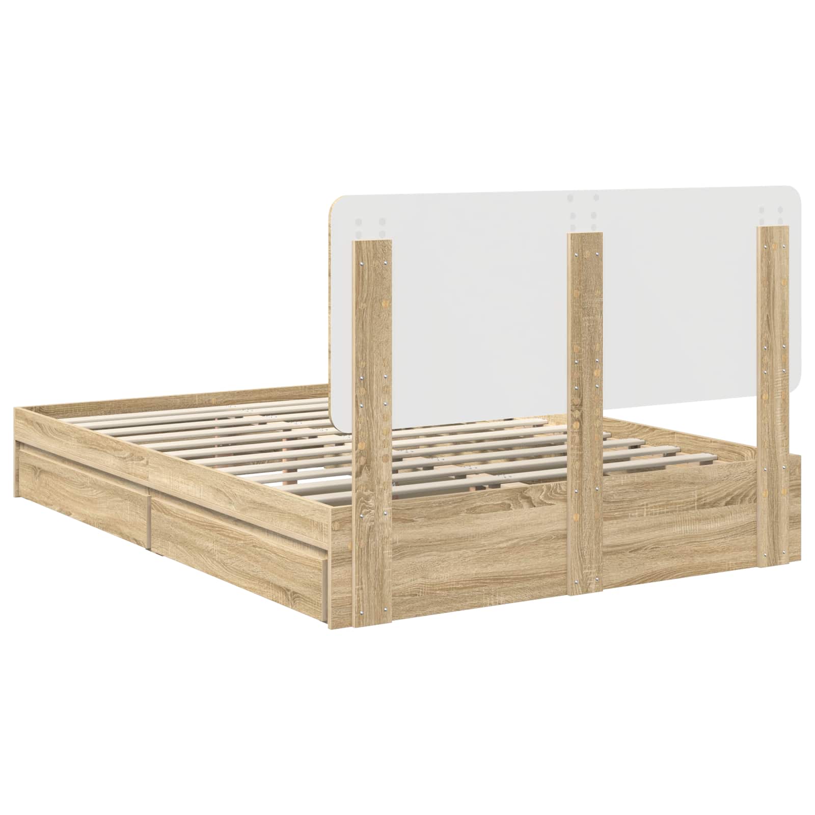 Letto con Contenitore con testiera Rovere Sonoma 140 x 190 cm | homemem39