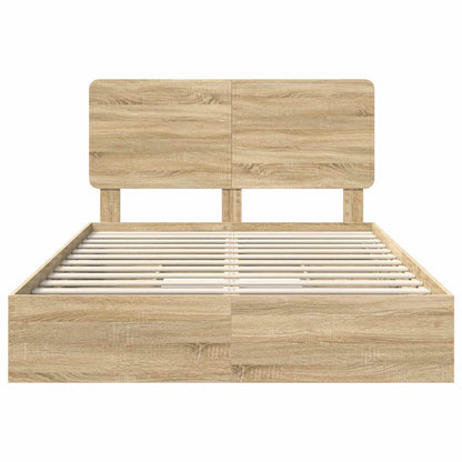 Letto con Contenitore con testiera Rovere Sonoma 140 x 190 cm | homemem39