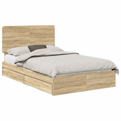 Letto con Contenitore con testiera Rovere Sonoma 135 x 190 cm | homemem39