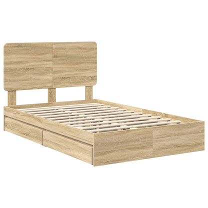 Letto con Contenitore con testiera Rovere Sonoma 135 x 190 cm | homemem39