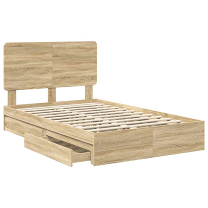 Letto con Contenitore con testiera Rovere Sonoma 135 x 190 cm | homemem39