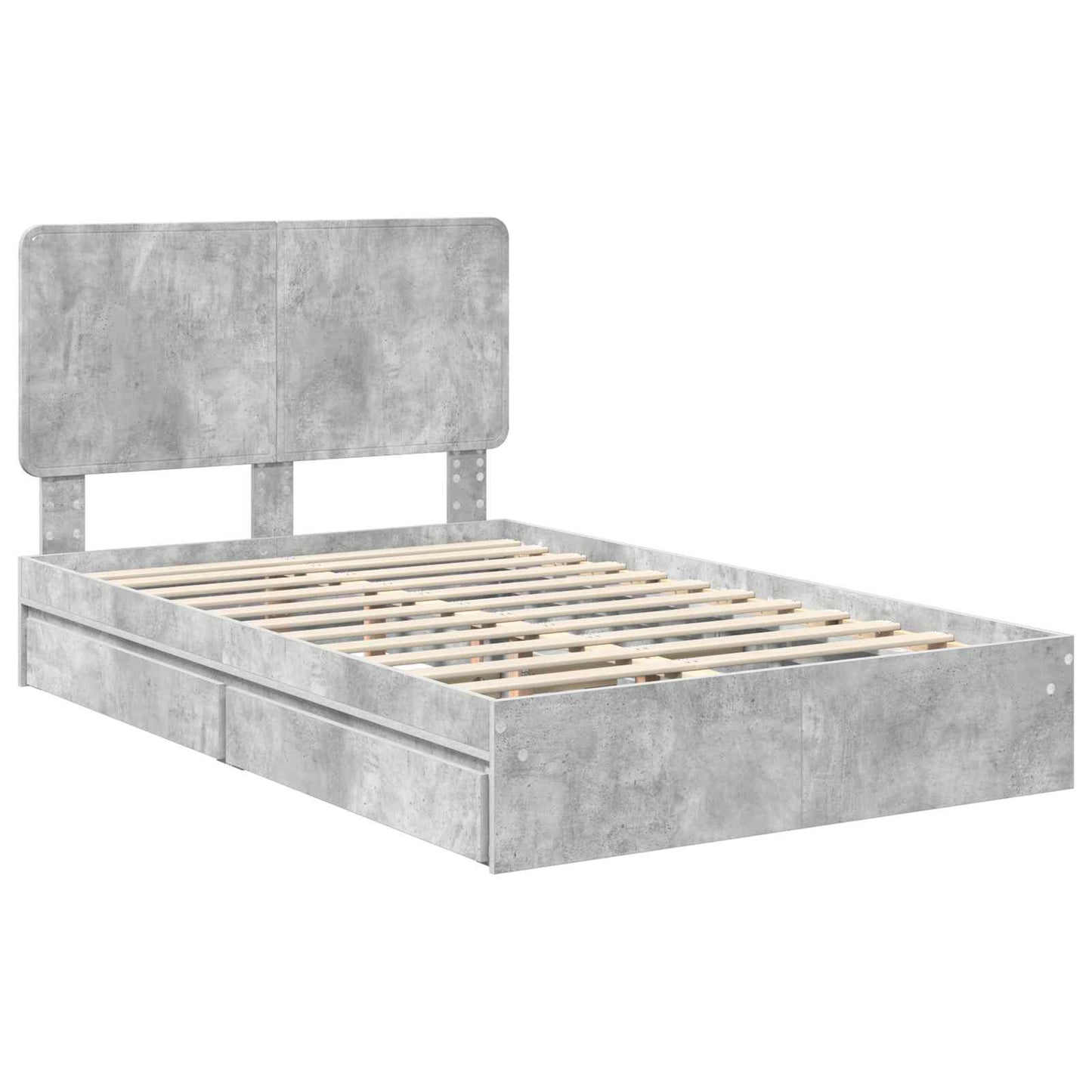 Letto con Contenitore con testiera Grigio cemento 135 x 190 cm | homemem39