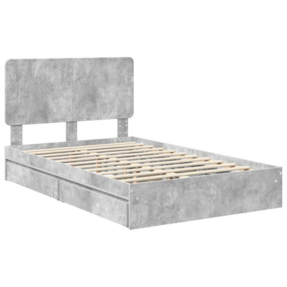 Letto con Contenitore con testiera Grigio cemento 135 x 190 cm | homemem39