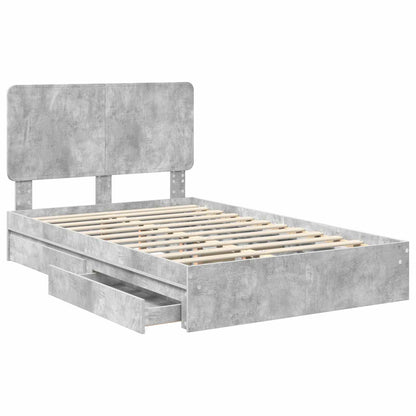Letto con Contenitore con testiera Grigio cemento 135 x 190 cm | homemem39