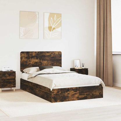 Letto con Contenitore con testiera Rovere fumé 135 x 190 cm | homemem39