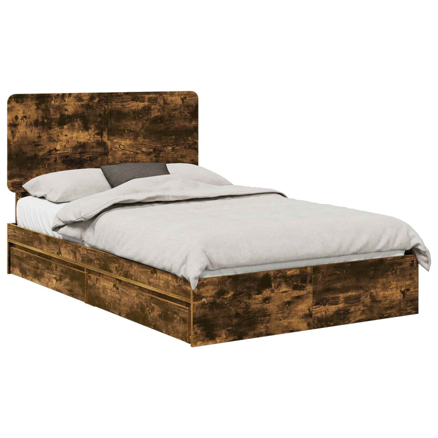 Letto con Contenitore con testiera Rovere fumé 135 x 190 cm | homemem39