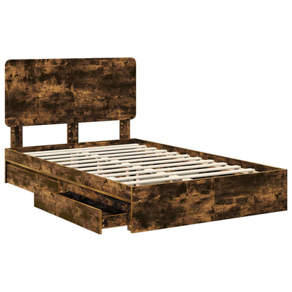 Letto con Contenitore con testiera Rovere fumé 135 x 190 cm | homemem39
