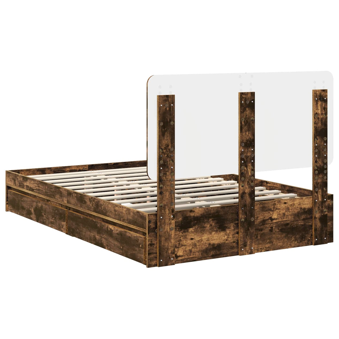 Letto con Contenitore con testiera Rovere fumé 135 x 190 cm | homemem39
