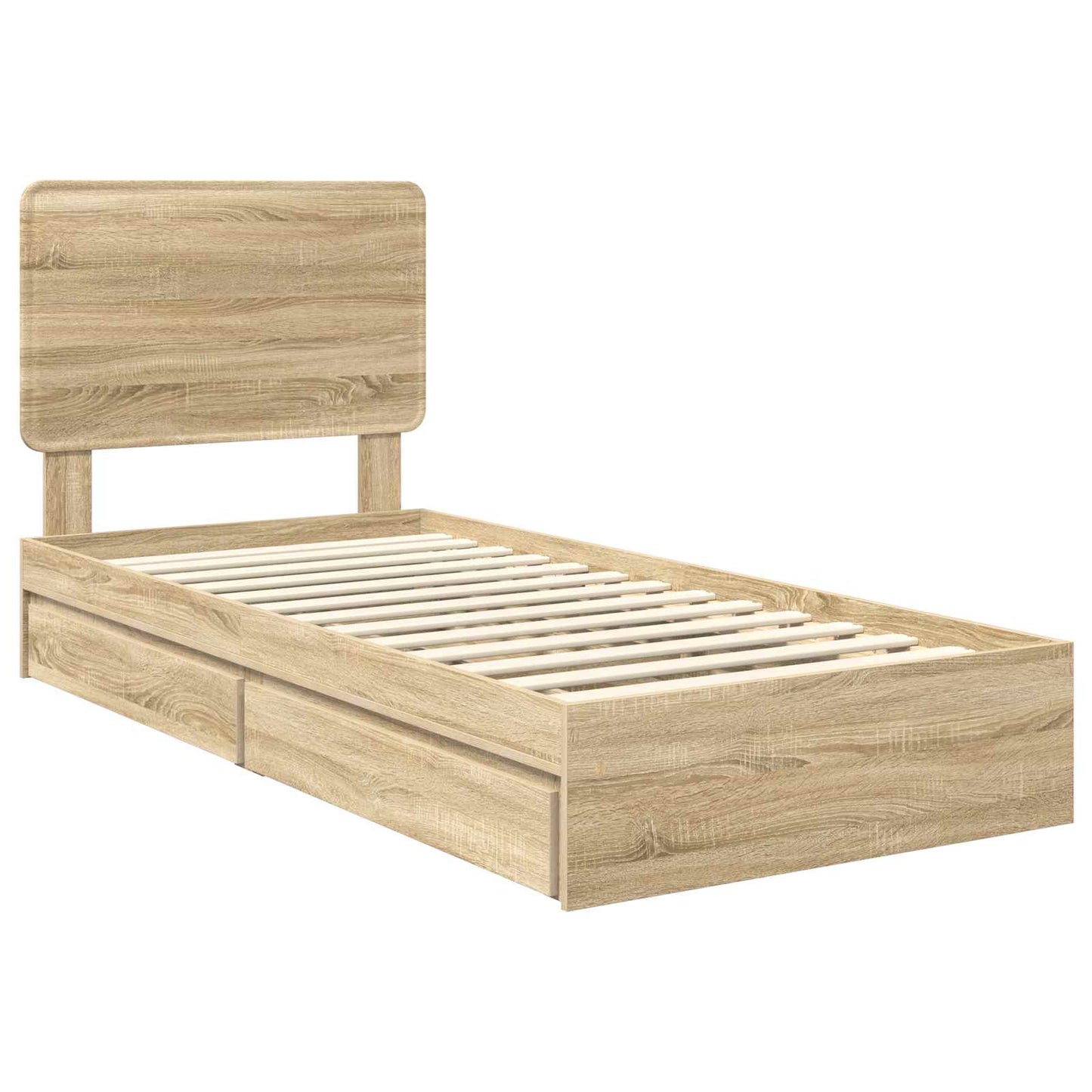 Letto con Contenitore con testiera Rovere Sonoma 100 x 200 cm | homemem39