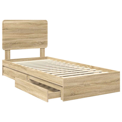Letto con Contenitore con testiera Rovere Sonoma 100 x 200 cm | homemem39