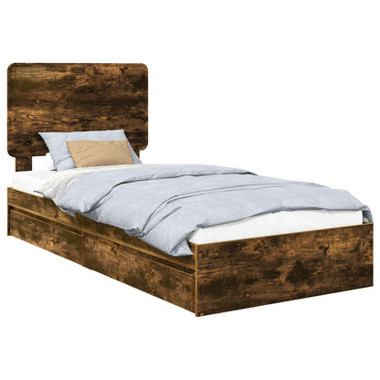 Letto con Contenitore con testiera Rovere fumé 100 x 200 cm | homemem39