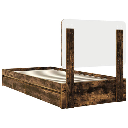 Letto con Contenitore con testiera Rovere fumé 100 x 200 cm | homemem39