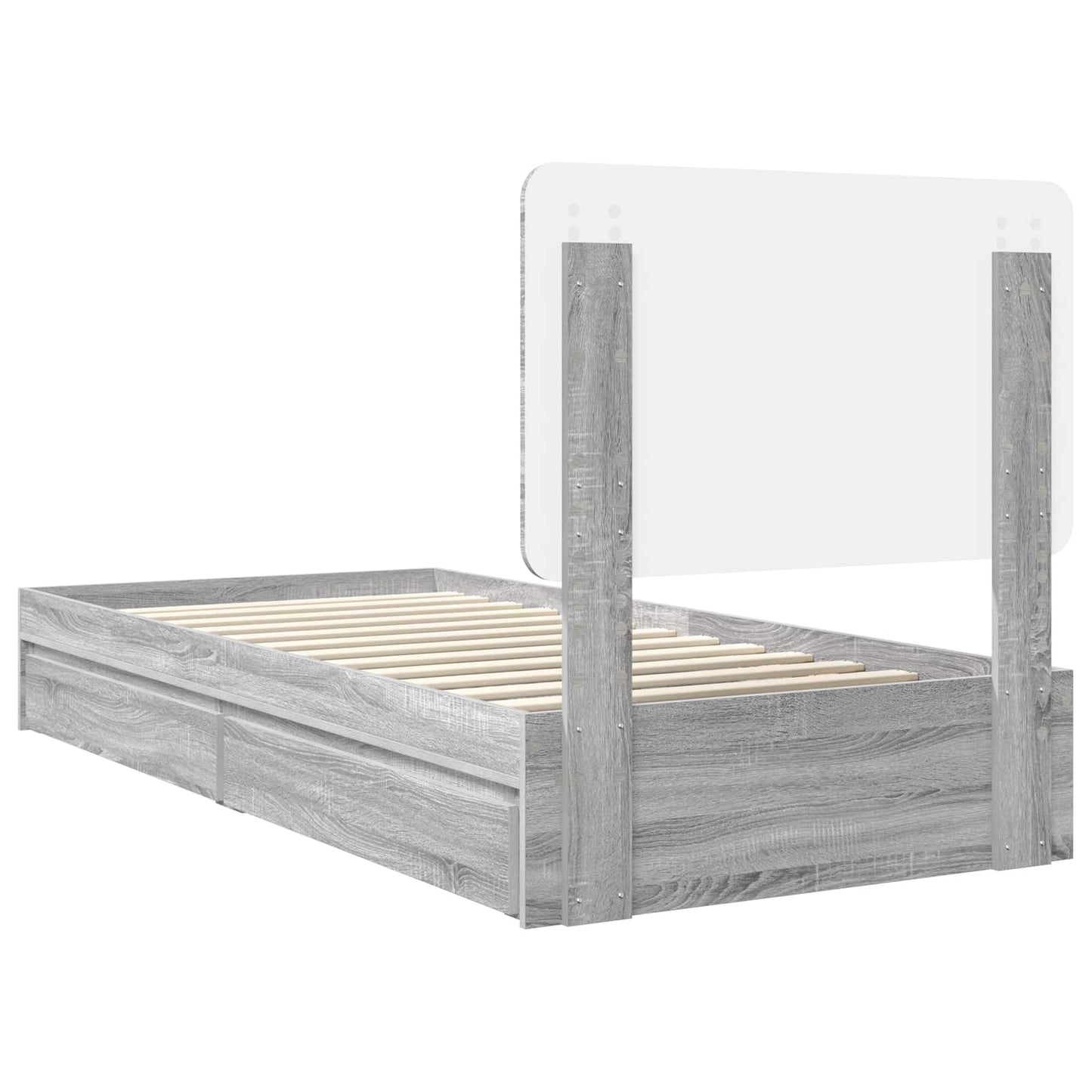 Letto con Contenitore con testiera Grigio Sonoma 100 x 200 cm | homemem39