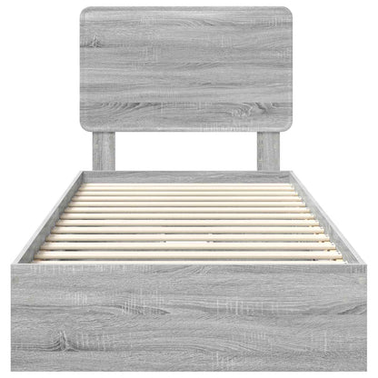 Letto con Contenitore con testiera Grigio Sonoma 100 x 200 cm | homemem39