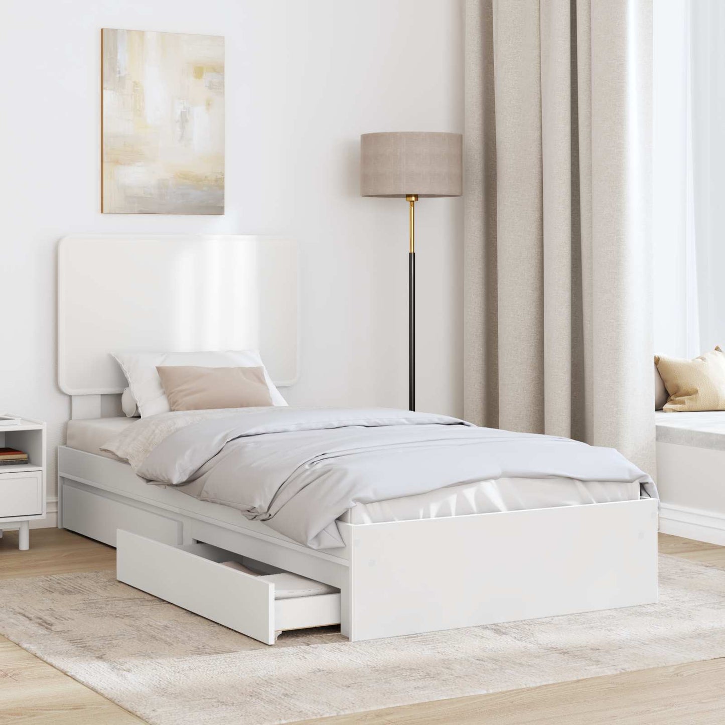 Letto con Contenitore Bianco 90 x 200 cm Legno multistrato | homemem39