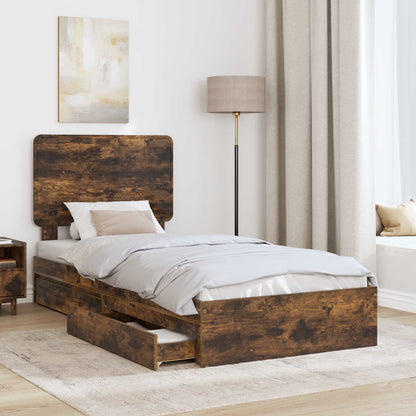 Letto con Contenitore Rovere fumé 90 x 200 cm Legno multistrato | homemem39