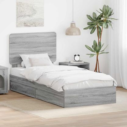 Letto con Contenitore con testiera Grigio Sonoma 90 x 200 cm | homemem39