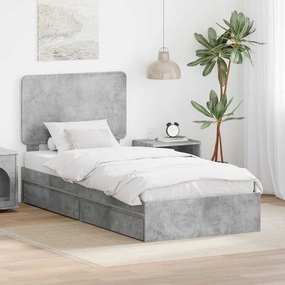 Letto con Contenitore con testiera Grigio cemento 90 x 190 cm | homemem39
