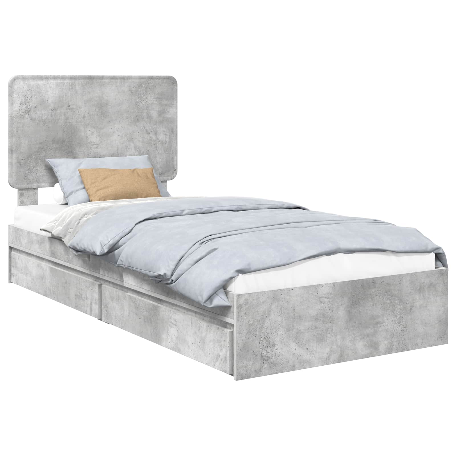 Letto con Contenitore con testiera Grigio cemento 90 x 190 cm | homemem39