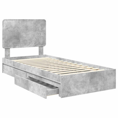 Letto con Contenitore con testiera Grigio cemento 90 x 190 cm | homemem39
