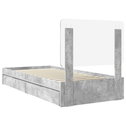 Letto con Contenitore con testiera Grigio cemento 90 x 190 cm | homemem39