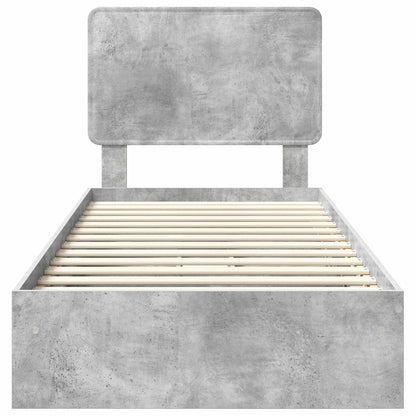 Letto con Contenitore con testiera Grigio cemento 90 x 190 cm | homemem39