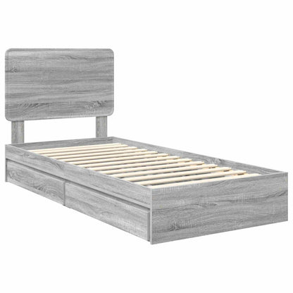Letto con Contenitore con testiera Grigio Sonoma 90 x 190 cm | homemem39