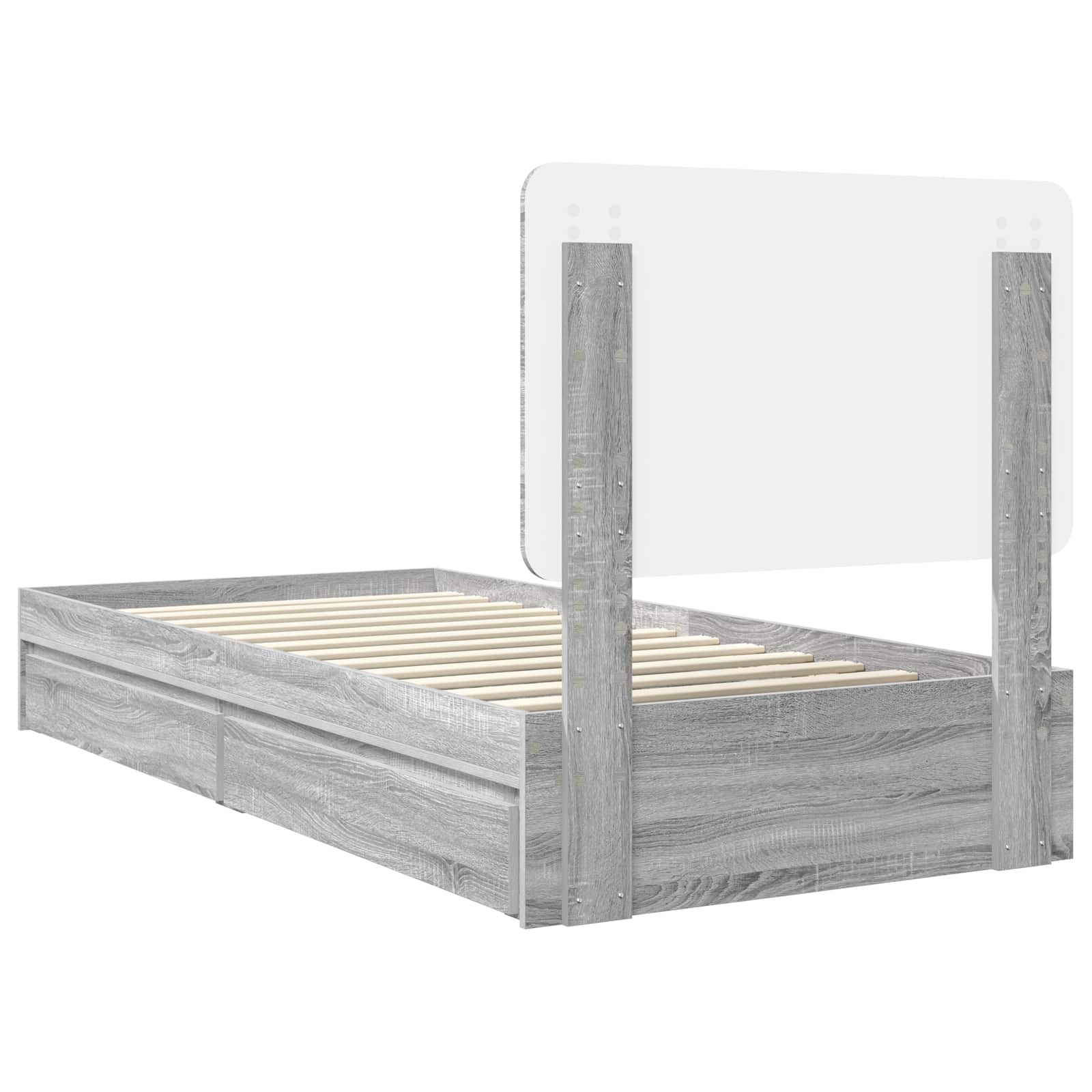 Letto con Contenitore con testiera Grigio Sonoma 90 x 190 cm | homemem39