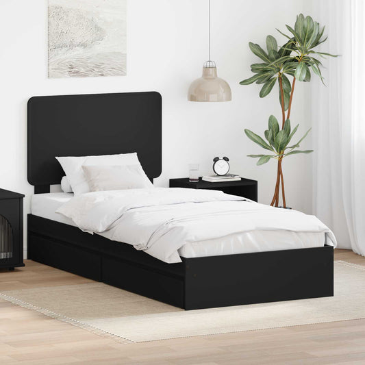 Letto con Contenitore Nero 75 x 190 cm Legno multistrato | homemem39