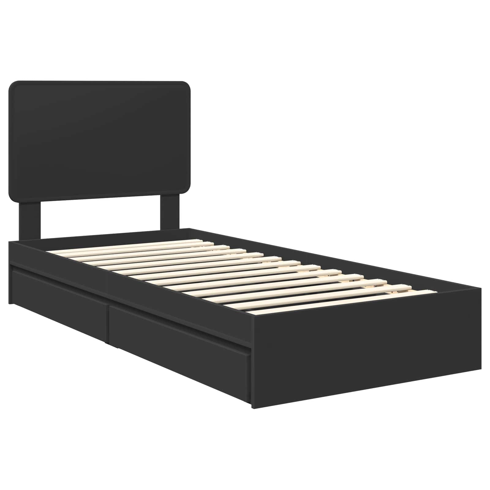 Letto con Contenitore Nero 75 x 190 cm Legno multistrato | homemem39