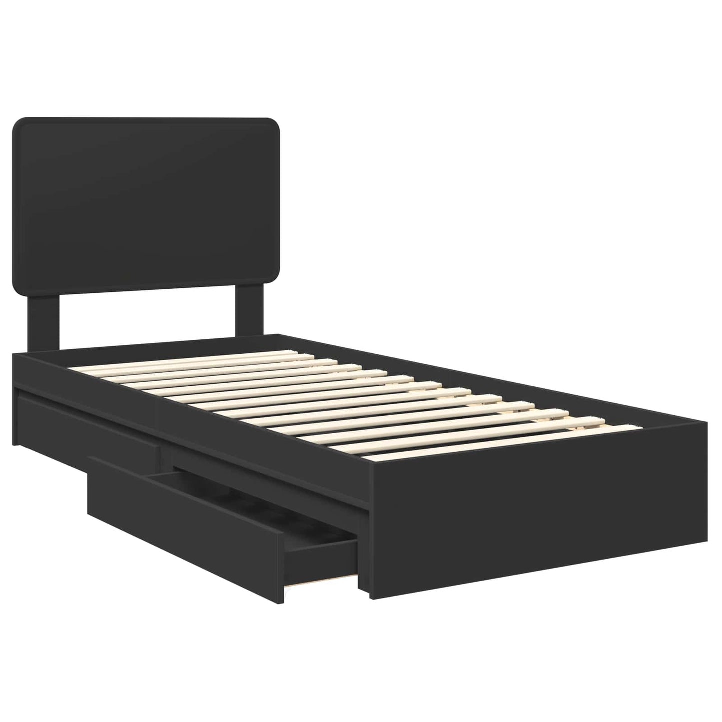 Letto con Contenitore Nero 75 x 190 cm Legno multistrato | homemem39