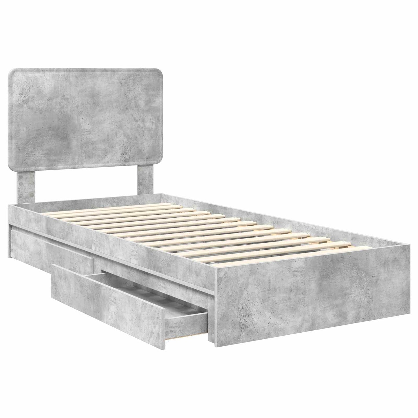 Letto con Contenitore con testiera Grigio cemento 75 x 190 cm | homemem39