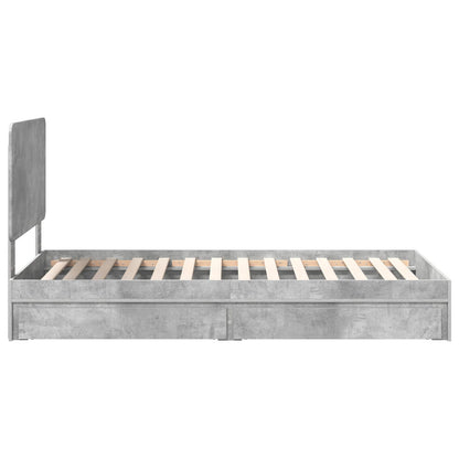 Letto con Contenitore con testiera Grigio cemento 75 x 190 cm | homemem39