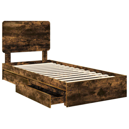 Letto con Contenitore Rovere fumé 75 x 190 cm Legno multistrato | homemem39